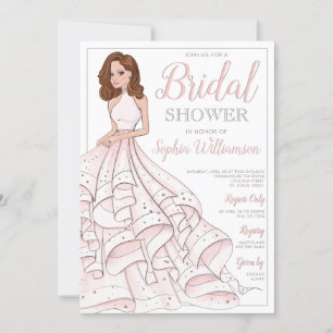 Redhead Glitter Glam Bride Bridal Shower Invitation