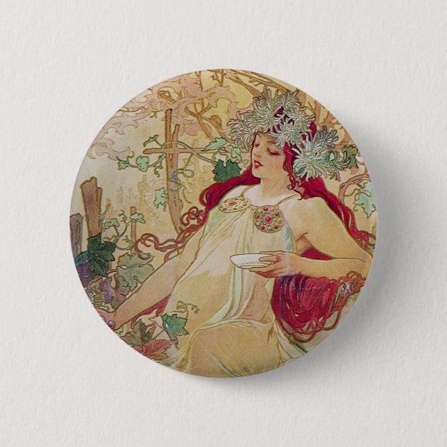 Redhead Goddess 2 Inch Round Button (Front)