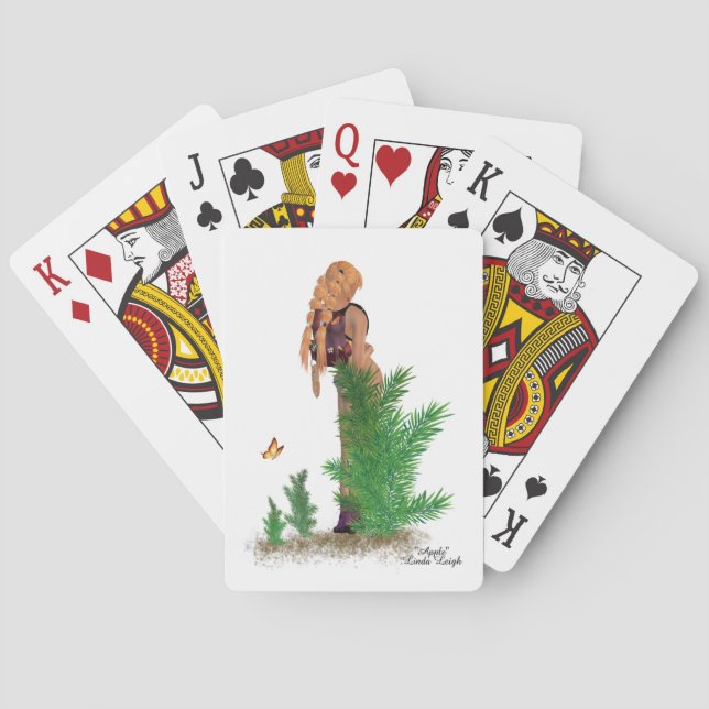 Redhead Hiker Backpack Pinup Girl Playing Cards (Back)