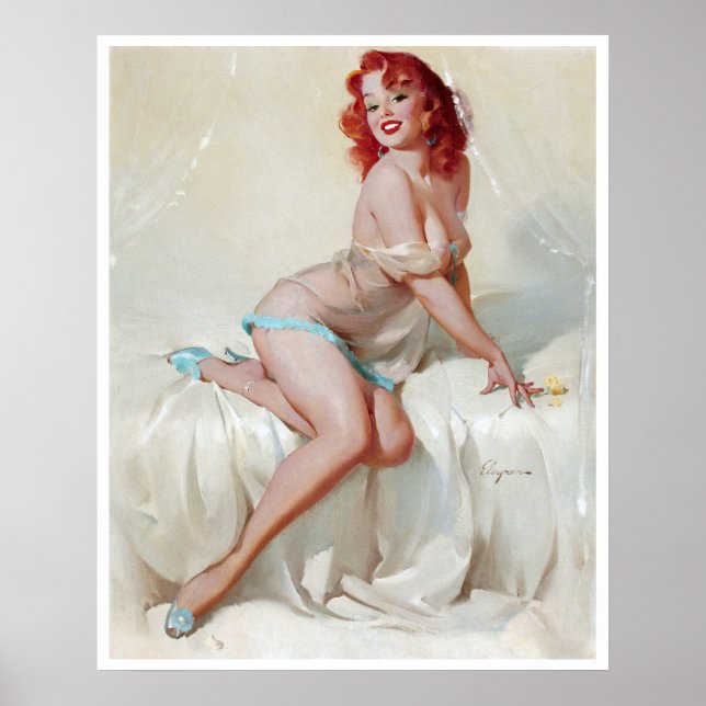 Redhead in Slippers Pin Up Poster (Front)