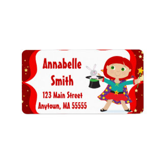 RedHead Magicien Étiquettes de adresse d'anniversa