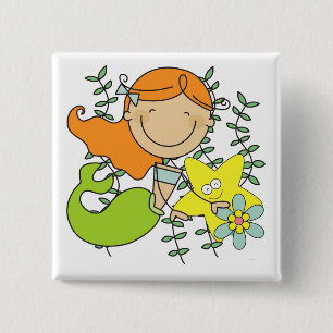 Redhead Mermaid 2 Inch Square Button