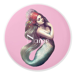 Redhead Mermaid Beauty Thunder_Cove Ceramic Knob