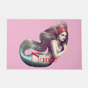 Redhead Mermaid Beauty Thunder_Cove Doormat