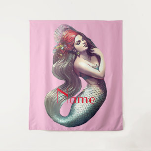 Redhead Mermaid Beauty Thunder_Cove  Tapestry