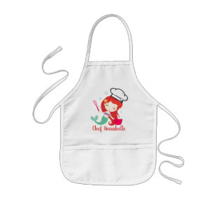 Redhead Mermaid Chef with Bowl Personalize Apron