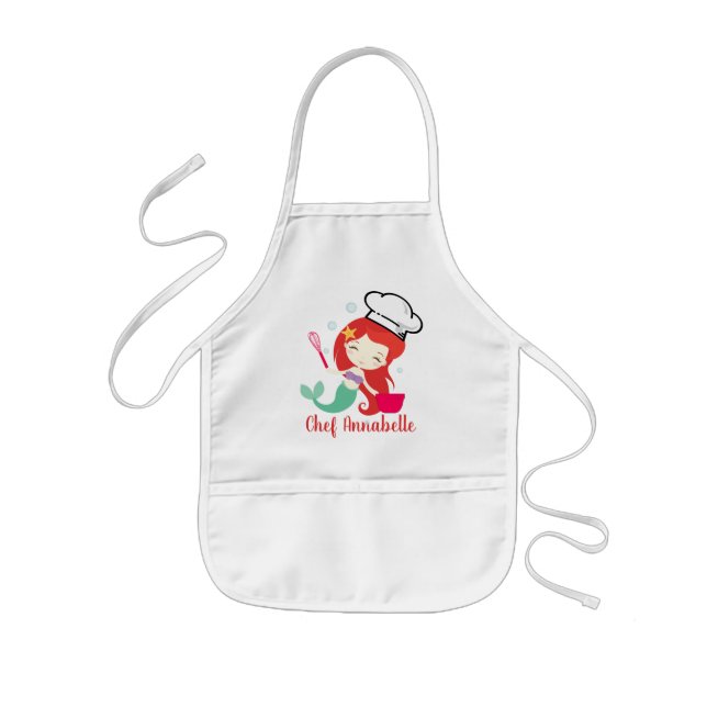Redhead Mermaid Chef with Bowl Personalize Apron (Front)