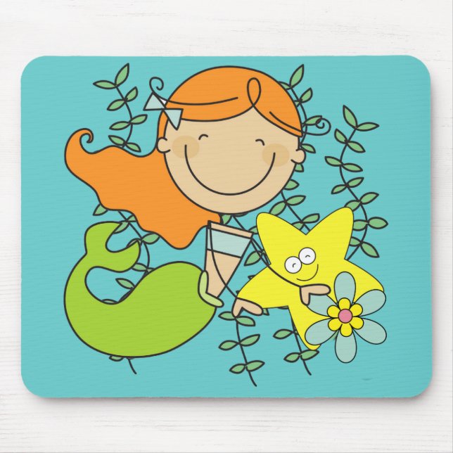 Redhead Mermaid Mouse Pad (Front)