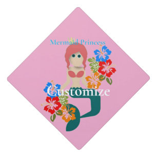 Redhead Mermaid Princess Thunder_Cove Graduation Cap Topper