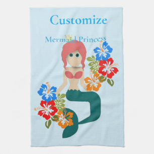 Redhead Mermaid Princess Thunder_Cove Kitchen Towel