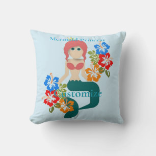 Redhead Mermaid Princess Thunder_Cove Throw Pillow