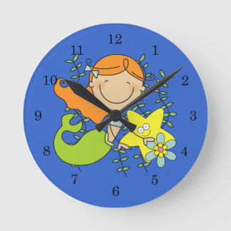 Redhead Mermaid Round Clock