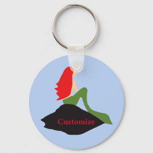 Redhead Mermaid Sitting Thunder_Cove  Keychain