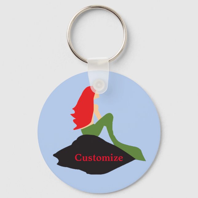 Redhead Mermaid Sitting Thunder_Cove  Keychain (Front)