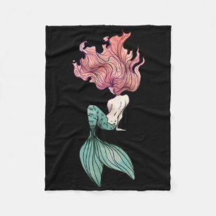 Redhead Mermaid Sticker Fleece Blanket