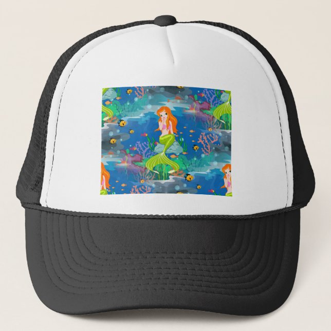 redhead mermaid trucker hat (Front)