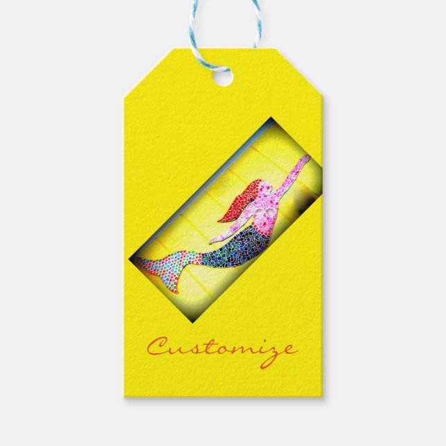 redhead mosaic mermaid gift tags (Front)