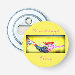 redhead mosaic mermaid yellow bottle opener