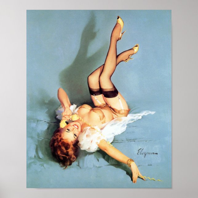 Redhead on Telephone Pin Up Poster (Front)