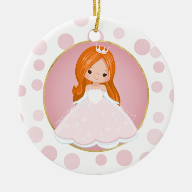 Redhead Pink Princess Ceramic Ornament (Front)