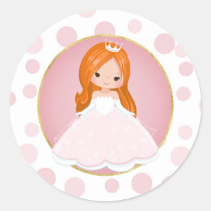 Redhead Pink Princess Classic Round Sticker