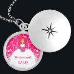 Redhead Pink Wedding Bridesmaid Locket Necklace<br><div class="desc">Redhead Bridesmaid Wedding Keepsake Wedding Keepsake Wedding Party Necklaces - to change background colour - click customize - click edit - choose last tool in drop down menu and choose from one of the colours shown or enter your rgb hex code for your custom wedding colour- to change font colour...</div>