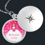 Redhead Pink Wedding Bridesmaid Locket Necklace<br><div class="desc">Redhead Bridesmaid Wedding Keepsake Wedding Keepsake Wedding Party Necklaces - to change background colour - click customize - click edit - choose last tool in drop down menu and choose from one of the colours shown or enter your rgb hex code for your custom wedding colour- to change font colour...</div>