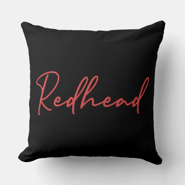 Redhead Polka Black Throw Pillow (Front)