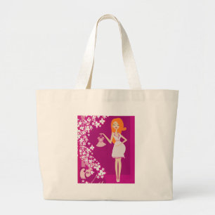 redhead pregnant woman large tote bag