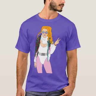 redhead ski girl vintage ski suit sunglasses skiin T-Shirt