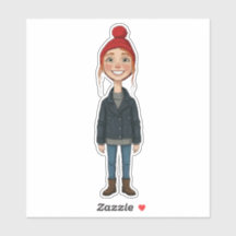 Redhead Smiling Girl with Red Hat and