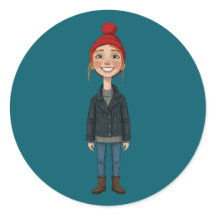 Redhead Smiling Girl with Red Hat and 