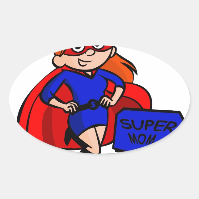 redhead super mom oval sticker (Front)