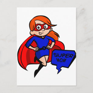 redhead super mom postcard