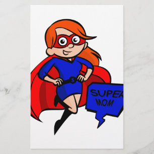redhead super mom stationery