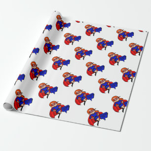 redhead super mom wrapping paper