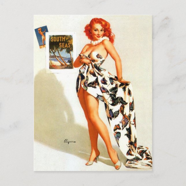 Redhead Traveller Pin Up Postcard (Front)