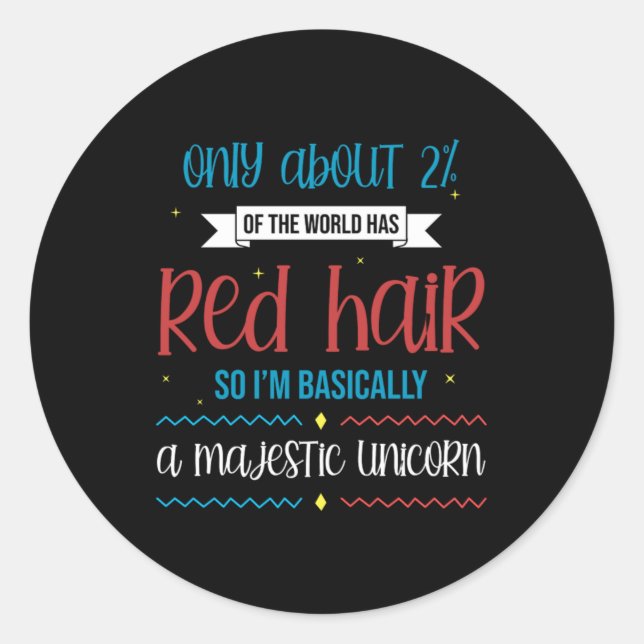 Redhead Unicorn Red Hair Ginger Redheads Gift Classic Round Sticker (Front)