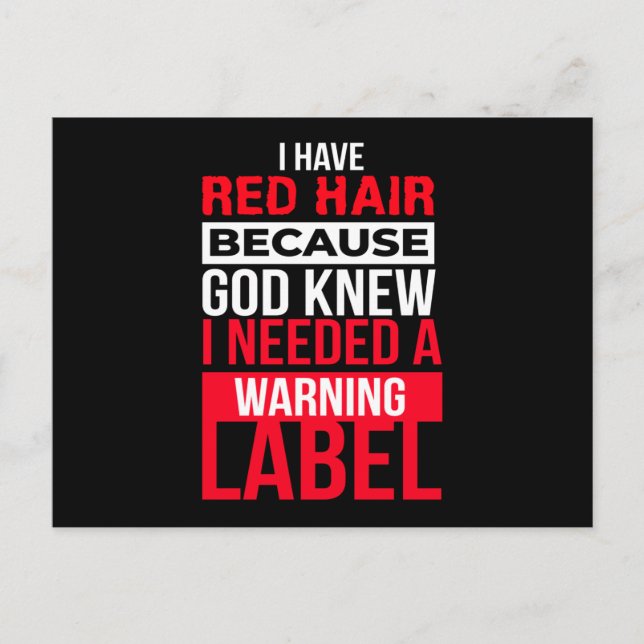 Redhead Warning Label Mc1r Red Hair Postcard (Front)