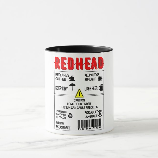 Redhead Warning Label Mug (Center)
