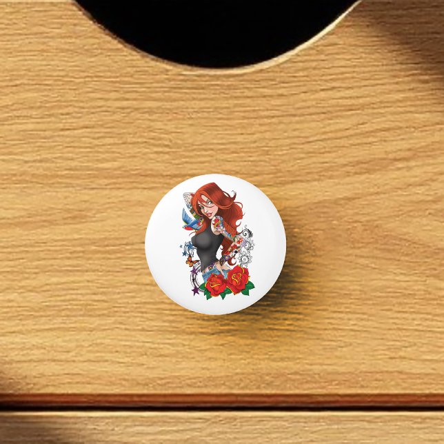 Redhead Woman Tattoos Ceramic Knob (Creator Uploaded)