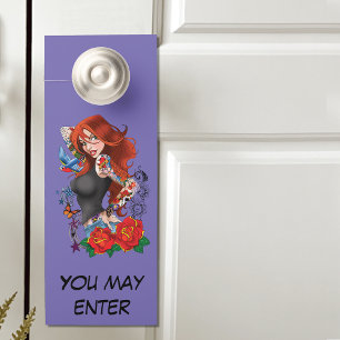 Redhead Woman Tattoos Door Hanger
