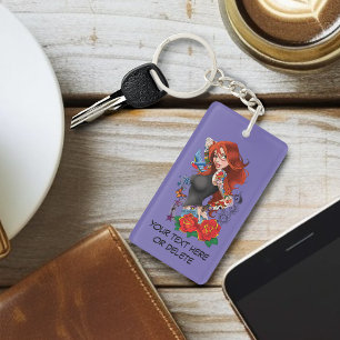 Redhead Woman Tattoos Keychain