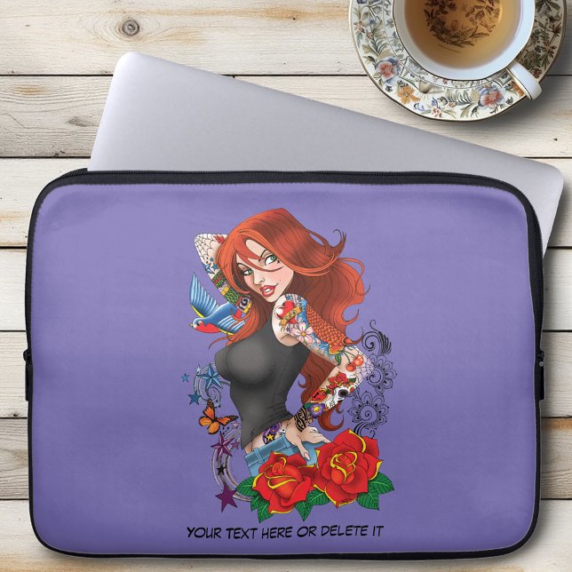 Redhead Woman Tattoos Laptop Sleeve (Creator Uploaded)