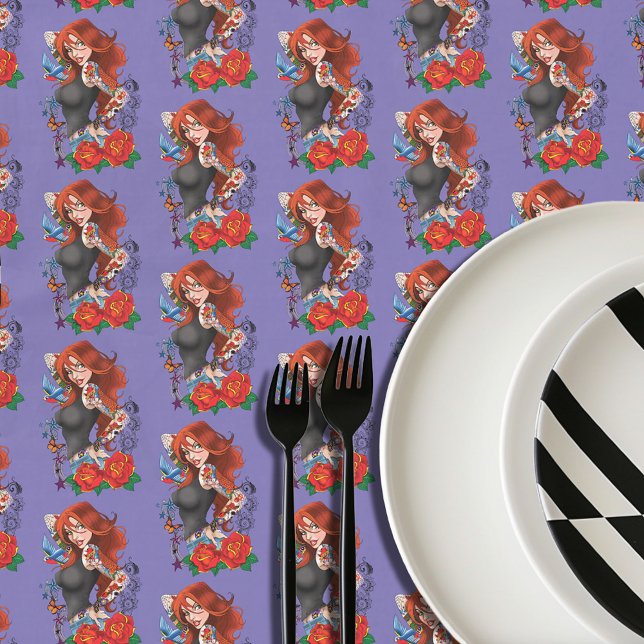 Redhead Woman Tattoos Tablecloth (Creator Uploaded)