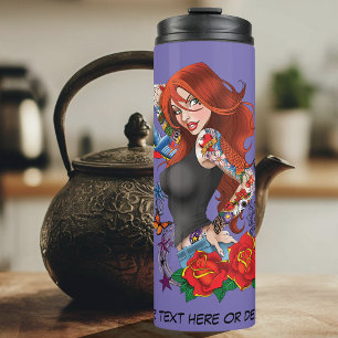 Redhead Woman Tattoos Thermal Tumbler