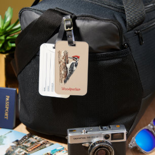 Redhead Woodpecker Bird Luggage Tag
