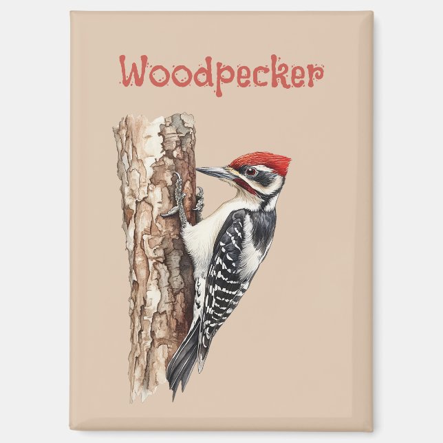 Redhead Woodpecker Bird Magnet (Front)