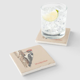 Redhead Woodpecker Bird Stone Coaster