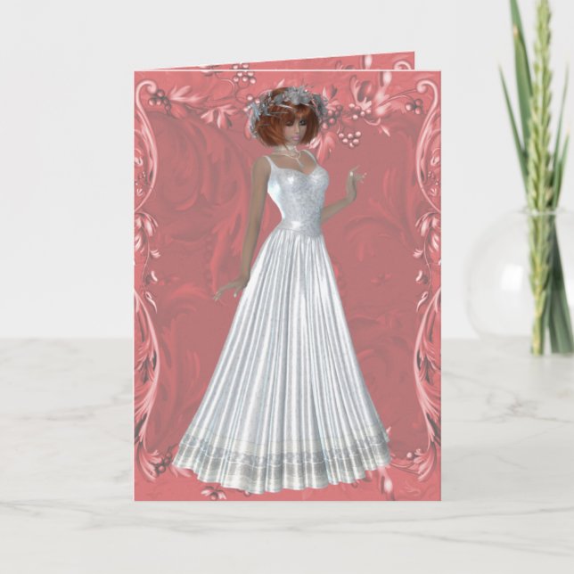 Redheaded Bride - White Gown Design 1 Card (Front)